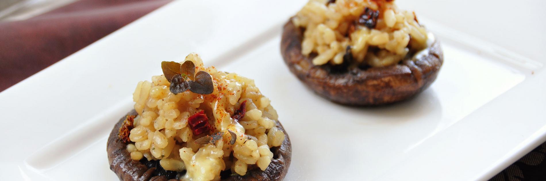 Pieczarki portobello faszerowane risotto