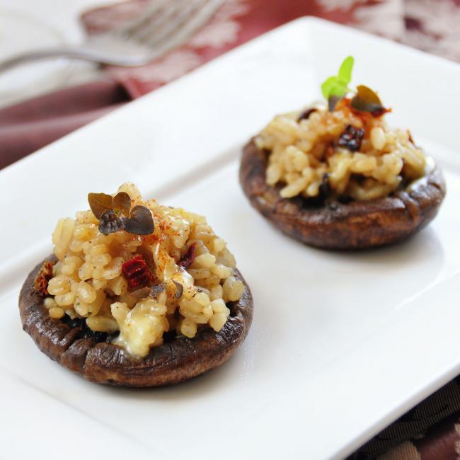 Pieczarki portobello faszerowane risotto